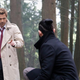 Matt Ryan as John Constantine and Raffi Barsoumian as Bishop